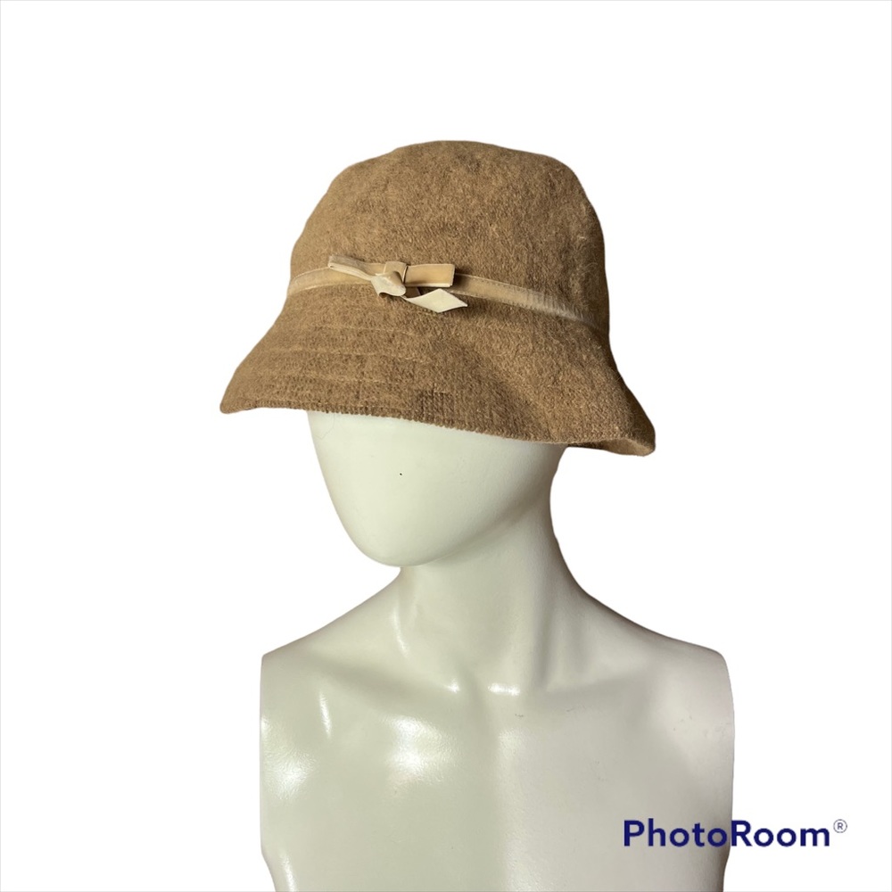 Y2K Gap Bucket Hat Wool Blend Brown Tan Bow